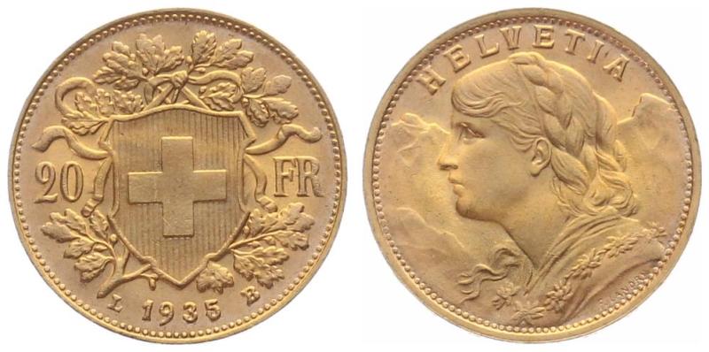 20 Franken 1935 LB - Vreneli